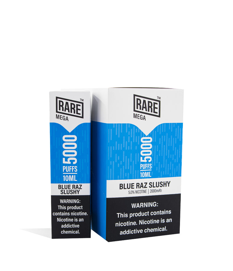 Blue Raz Slushy Rare Mega Disposable Device 10pk on white studio background