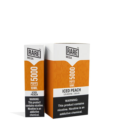 Iced Peach Rare Mega Disposable Device 10pk on white studio background