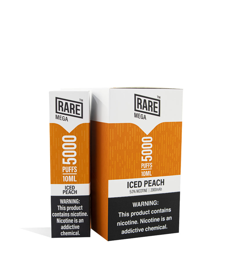 Iced Peach Rare Mega Disposable Device 10pk on white studio background