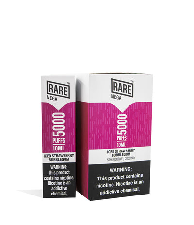 Iced Strawberry Bubblegum Rare Mega Disposable Device 10pk on white studio background