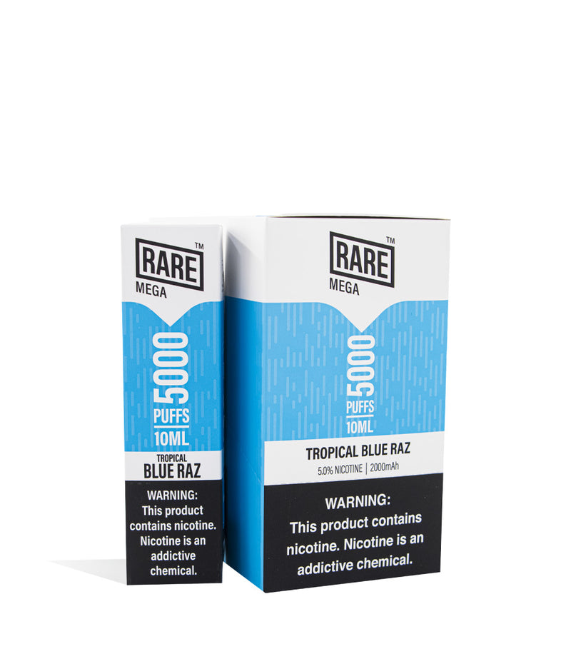 Tropical Blue Raz Rare Mega Disposable Device 10pk on white studio background