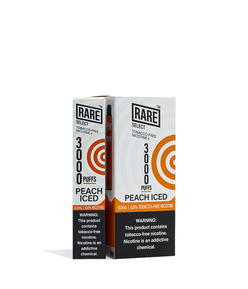 Peach Iced Rare TFN Tobacco Free Nicotine Disposable Device 10pk on white studio background