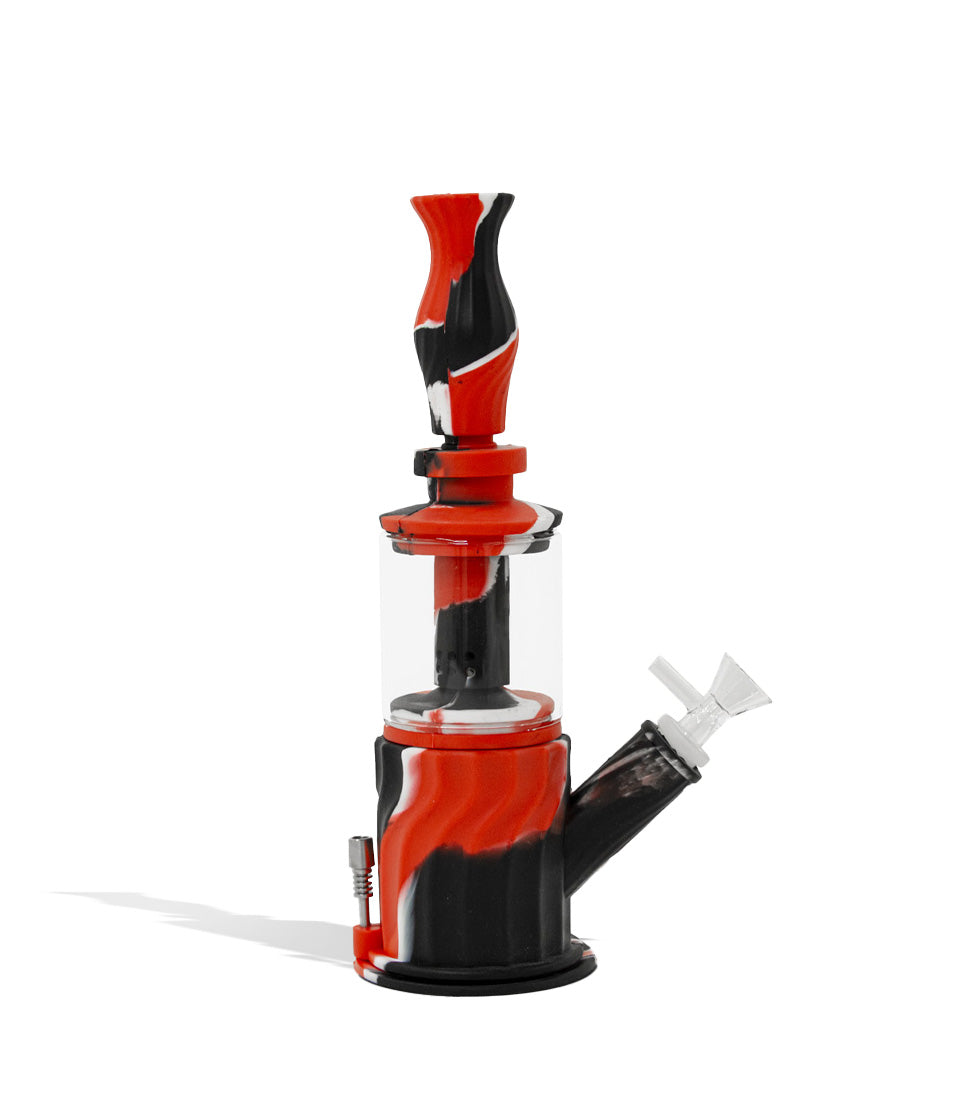 Red/Black Silicone 4 in 1 Waterpipe Rig Nectar Straw Bubbler Waterpipe on white background
