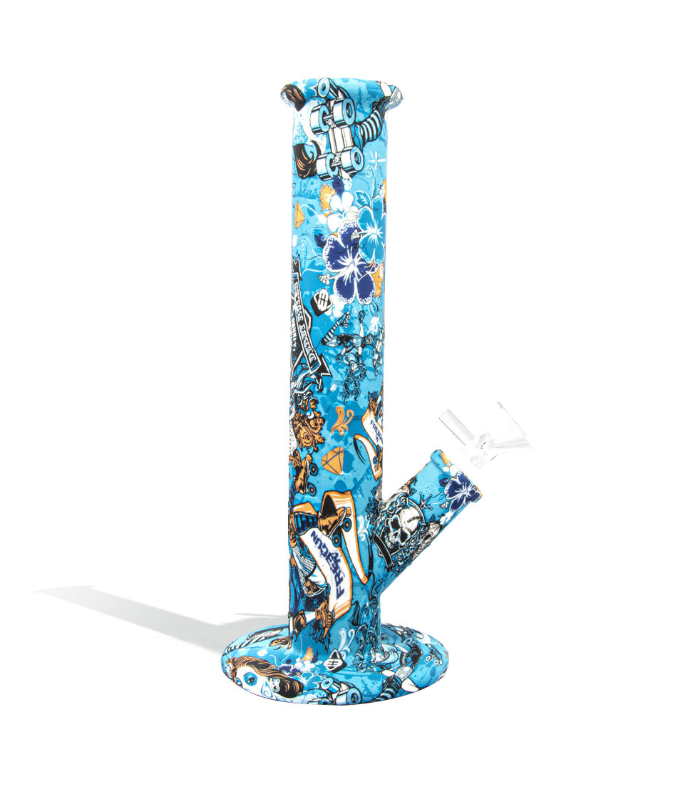 Flower/skulls Silicone Beaker Waterpipe on white background