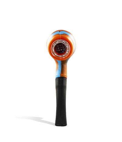 Orange/Blue Silicone Gandalf Handpipe with Glass Screen Bowl on white background