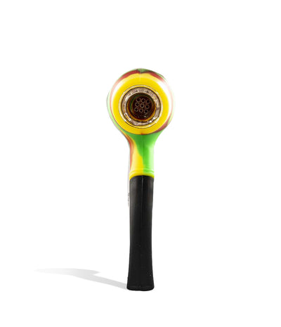 Red/Yellow/Green Silicone Gandalf Handpipe with Glass Screen Bowl on white background
