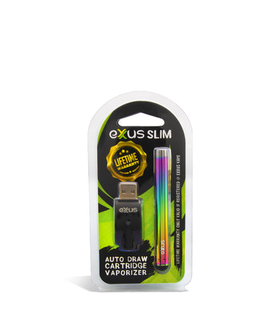Full Color packaging Exxus Vape Slim Auto Draw Cartridge Vaporizer on white studio background