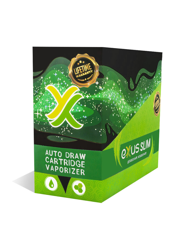 Cosmic Green Exxus Vape Slim Auto Draw Cartridge Vaporizer 12pk on white background