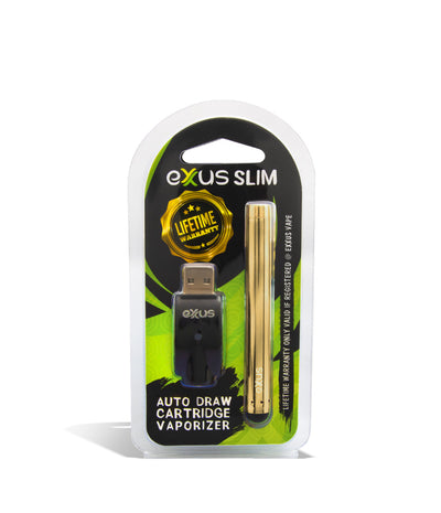 Gold single pack Exxus Vape Slim Auto Draw Cartridge Vaporizer 12pk on white background