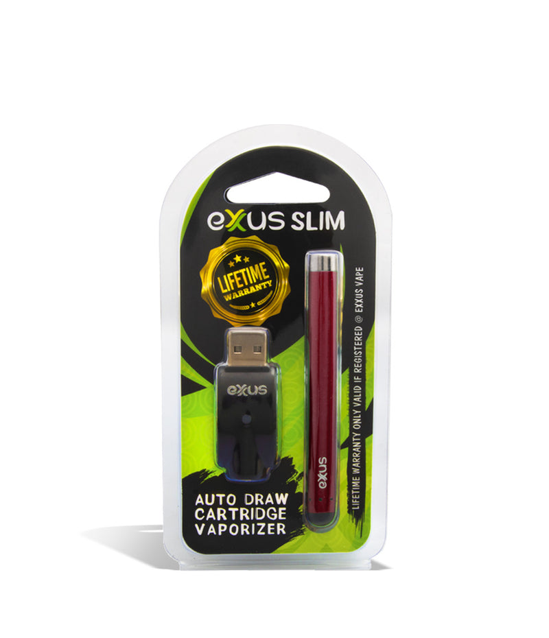 Red single pack Exxus Vape Slim Auto Draw Cartridge Vaporizer 12pk on white background