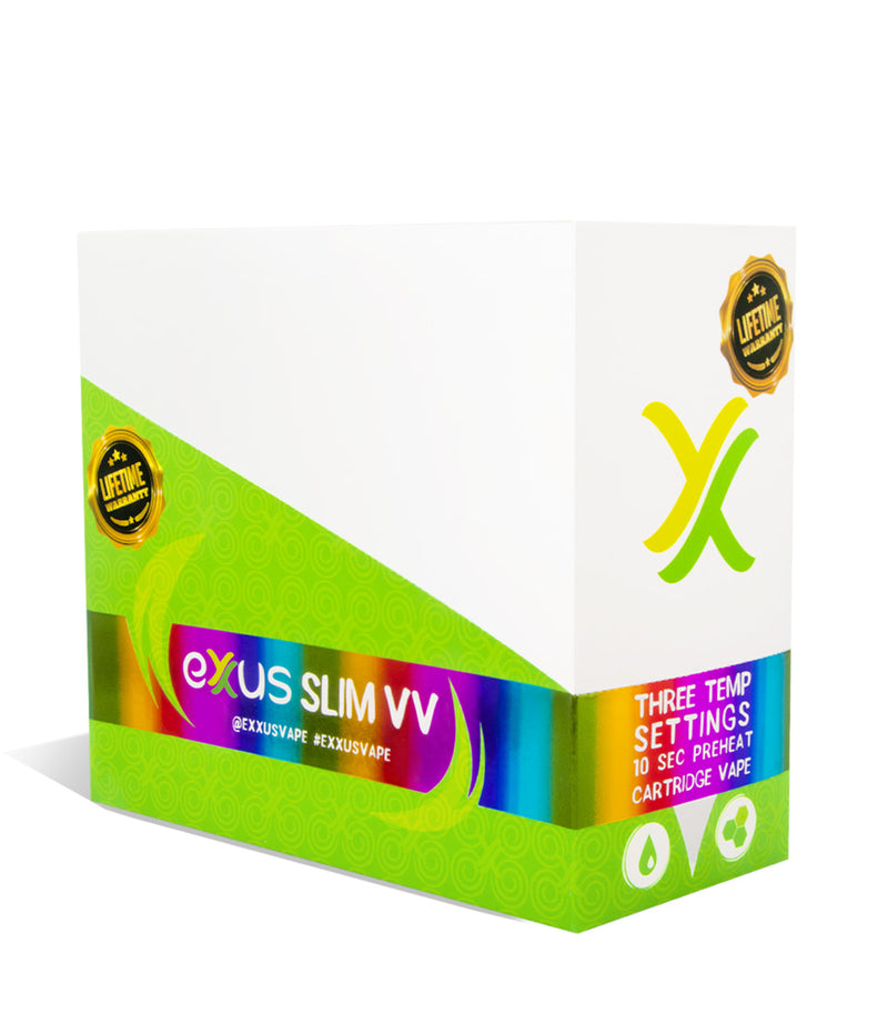 Full Color side Exxus Slim VV Cartridge Vaporizer 12pk on white background