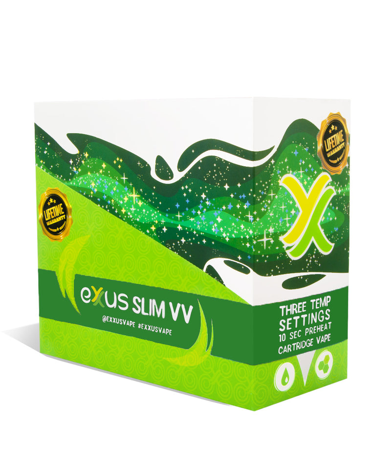 Cosmic Green side Exxus Slim VV Cartridge Vaporizer 12pk on white background