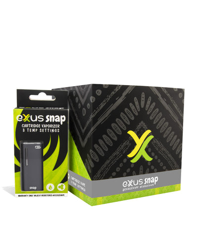 Grey w/single pack Exxus Vape Snap Cartridge Vaporizer 12pk on white studio background