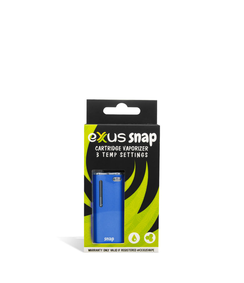 Blue single pack Exxus Vape Snap Cartridge Vaporizer 12pk on white studio background