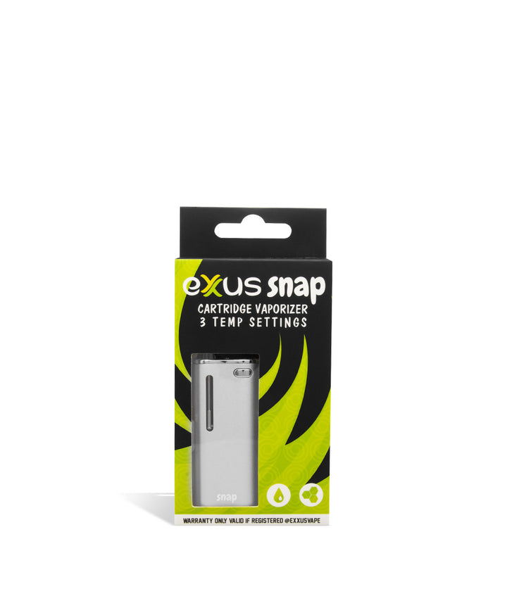 Silver single pack Exxus Vape Snap Cartridge Vaporizer 12pk on white studio background