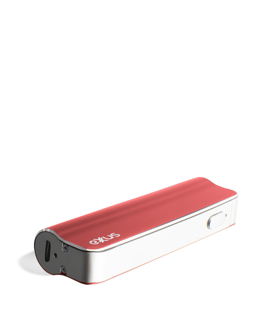 Red charging port Exxus Vape Snap VV Cartridge Vaporizer on white studio background