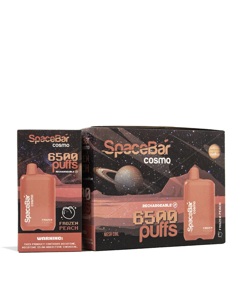 Frozen Peach Space Bar Cosmo 6500 Puff Disposable 5pk Front View on White Background