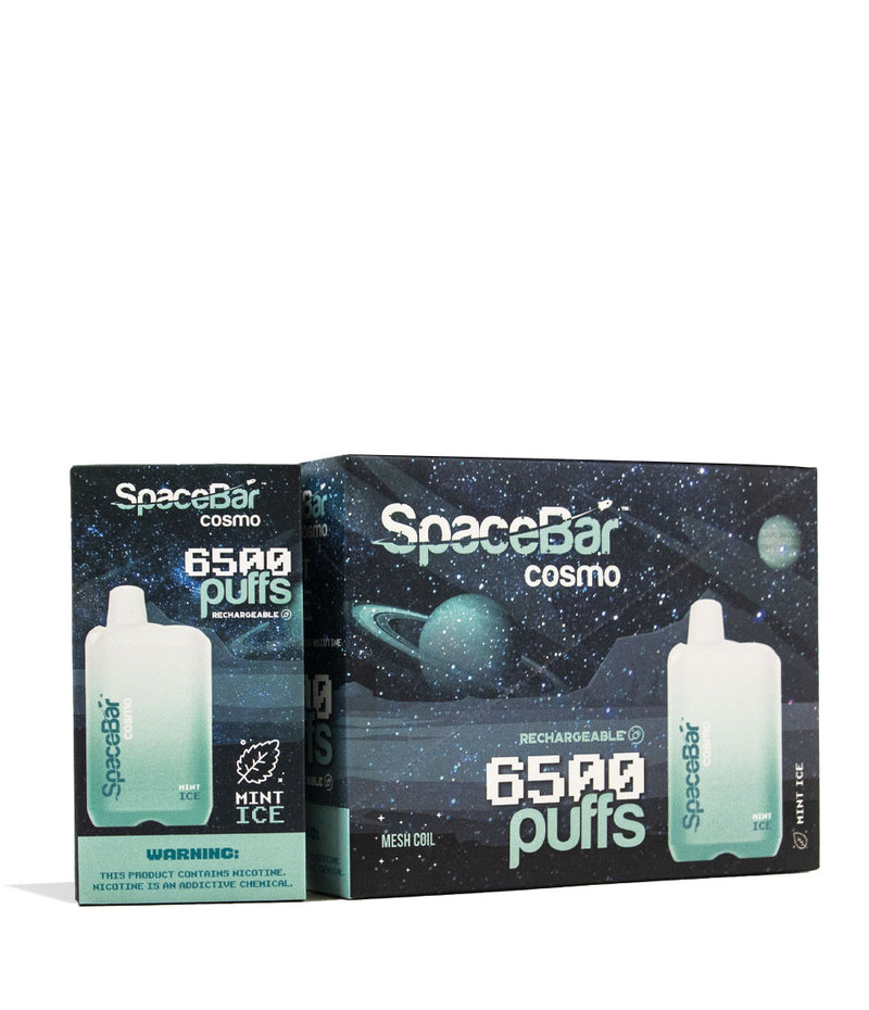 Mint Ice Space Bar Cosmo 6500 Puff Disposable 5pk Front View on White Background