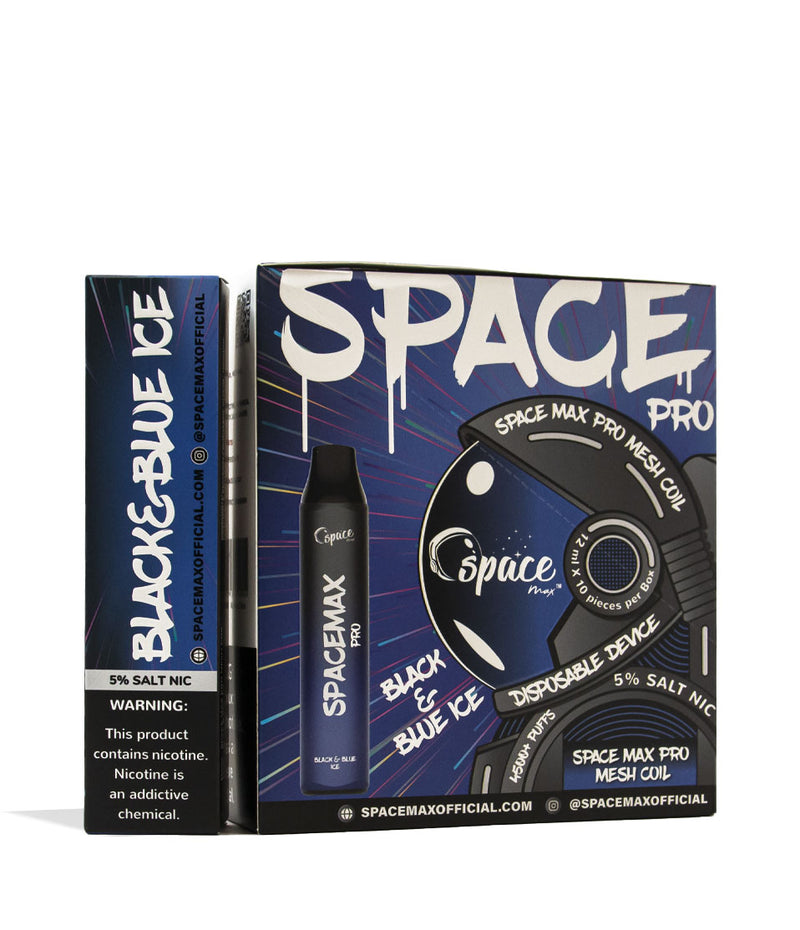 Black Blue Ice Space Max Pro Mesh Coil 4500 Puff Disposable 10pk Front View on White Background