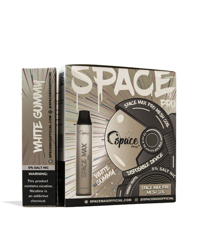 White Gummy Space Max Pro Mesh Coil 4500 Puff Disposable 10pk Front View on White Background