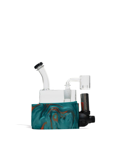 Blue Orange Stache Rio Portable Dab Rig on white studio background