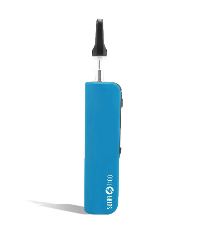 Blue side view Sutra Vape STIK 1100 Cartridge Vaporizer on white studio background