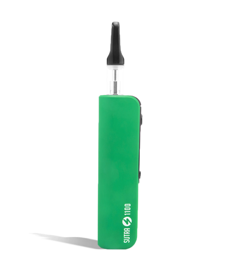 Green side view Sutra Vape STIK 1100 Cartridge Vaporizer on white studio background