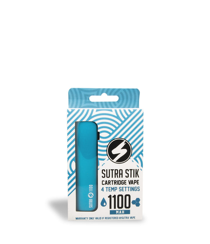 Blue Box front view Sutra Vape STIK 1100 Cartridge Vaporizer on white studio background