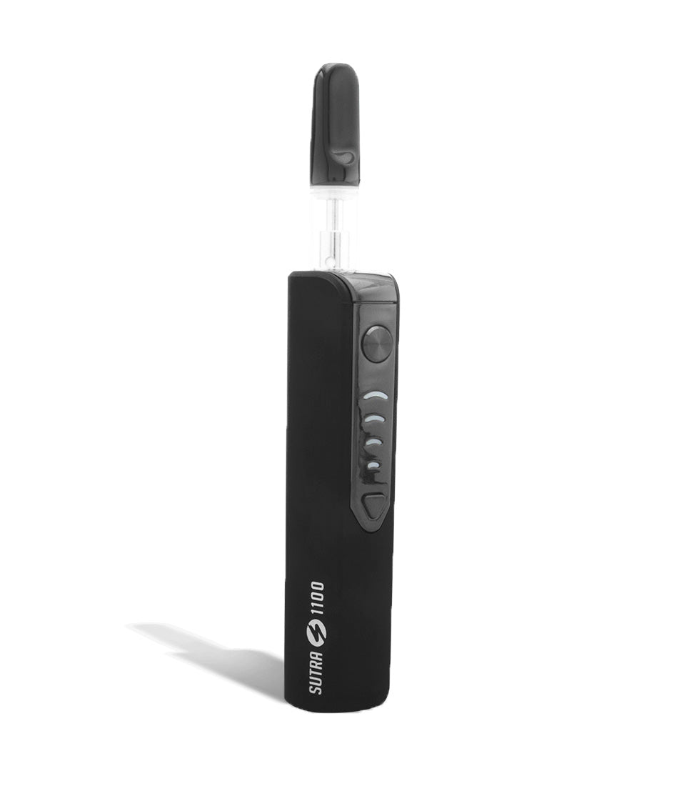 Black front view Sutra Vape STIK 1100 Cartridge Vaporizer on white studio background