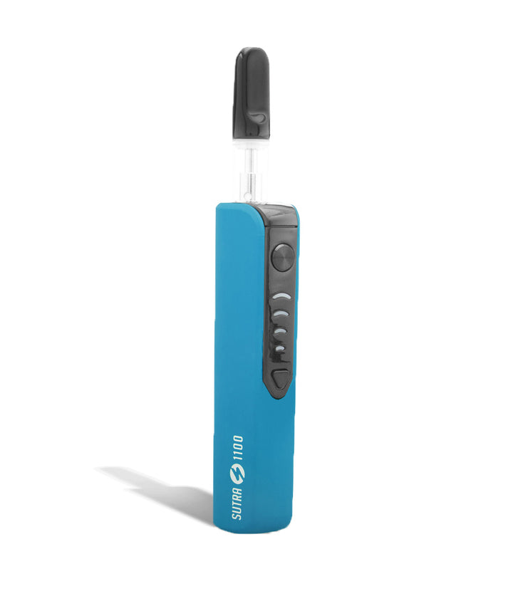 Blue front view Sutra Vape STIK 1100 Cartridge Vaporizer on white studio background