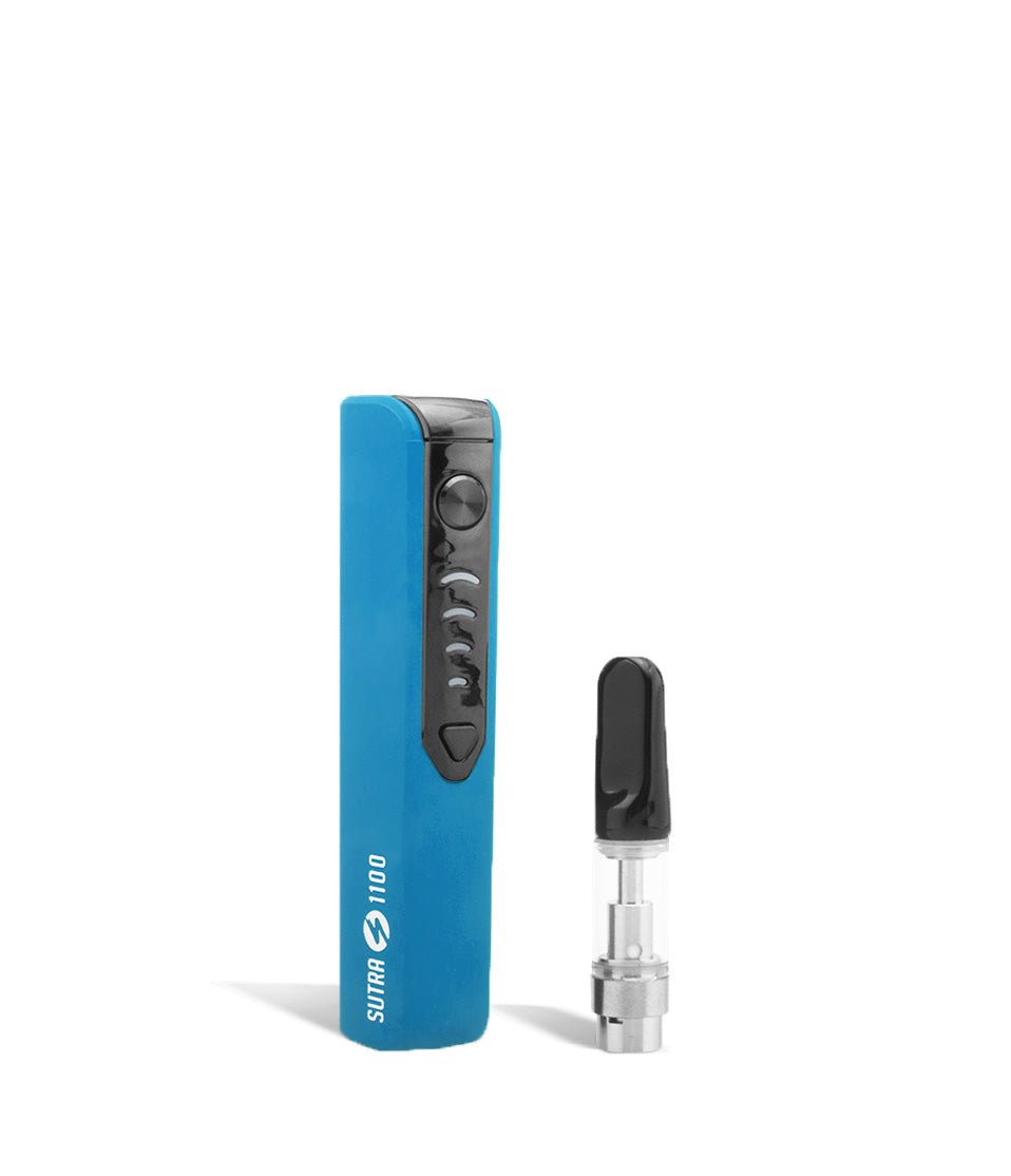 Blue side with cartridge Sutra Vape STIK 1100 Cartridge Vaporizer on white studio background