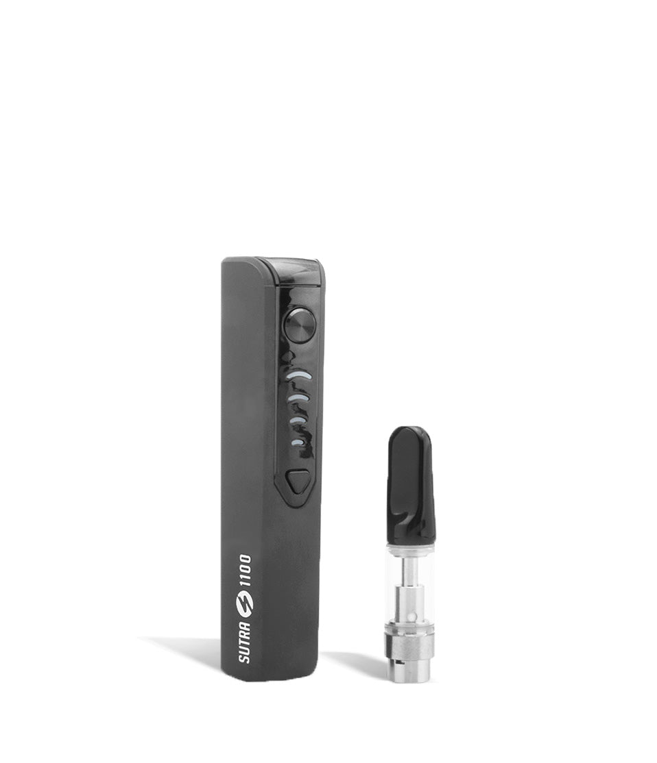 Charcoal side with cartridge Sutra Vape STIK 1100 Cartridge Vaporizer on white studio background