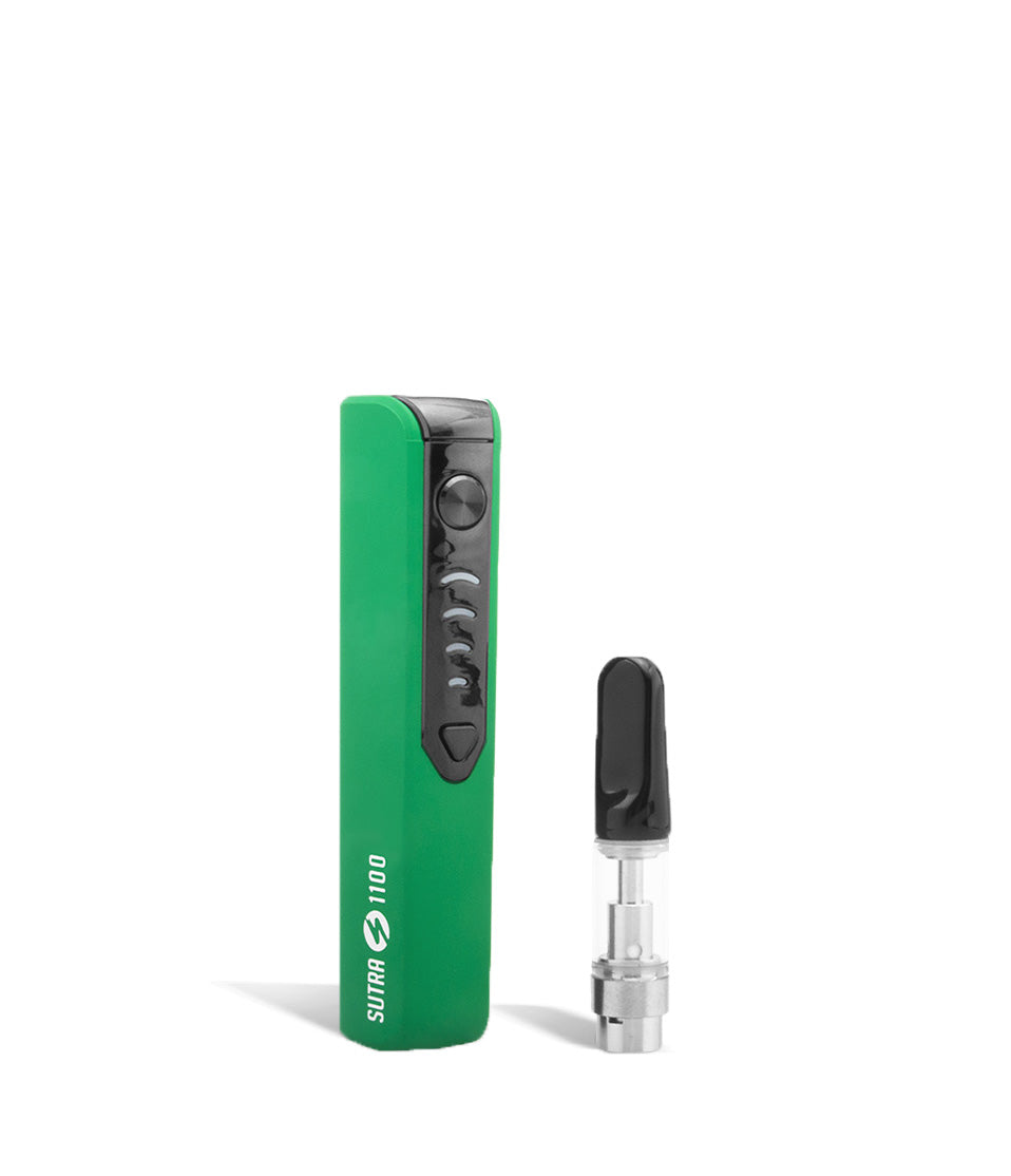 Green side with cartridge Sutra Vape STIK 1100 Cartridge Vaporizer on white studio background