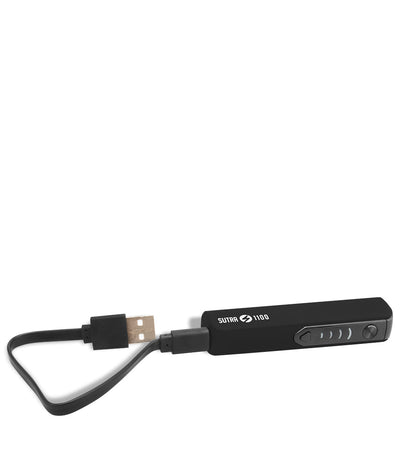 Black with charger Sutra Vape STIK 1100 Cartridge Vaporizer on white studio background