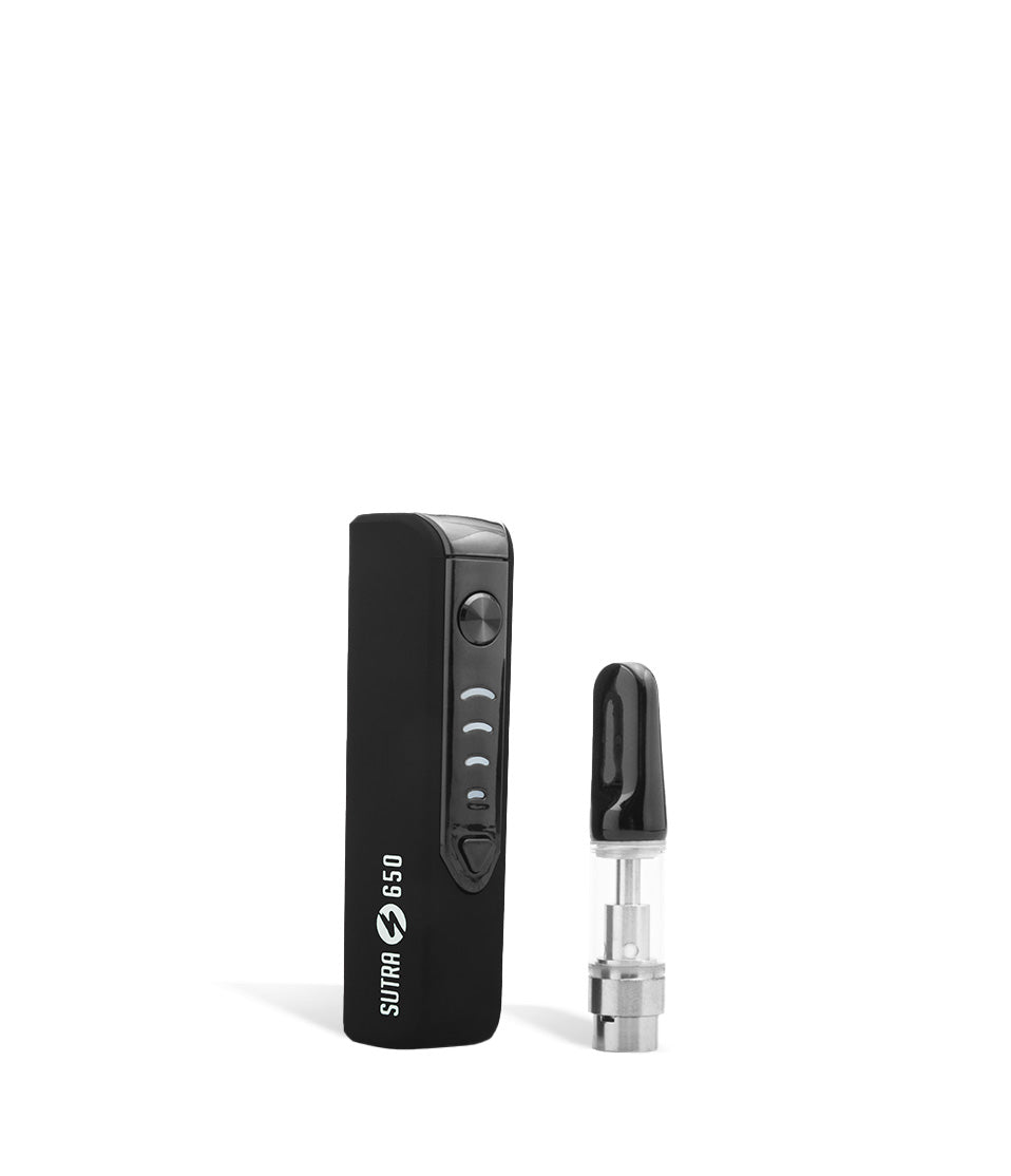 Black side view Sutra Vape STIK 650 Cartridge Vaporizer on white background