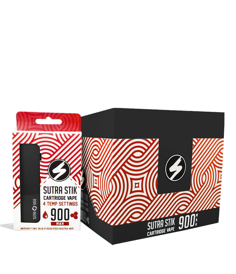 Black w/single pack Sutra Vape STIK 900 Variable Voltage Cartridge 12pk on white background