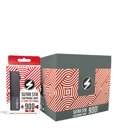 Charcoal w/single pack Sutra Vape STIK 900 Variable Voltage Cartridge 12pk on white background