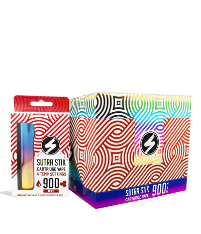 Full Color w/single pack Sutra Vape STIK 900 Variable Voltage Cartridge 12pk on white background
