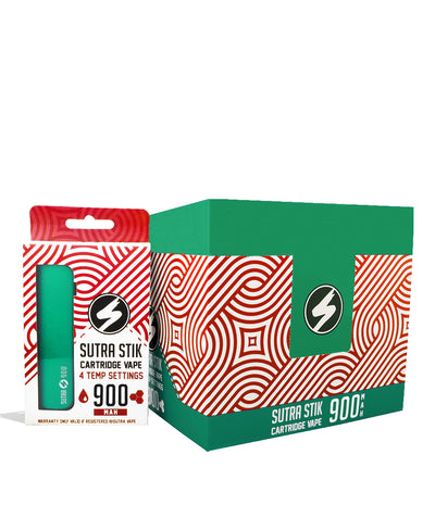 Green w/single pack Sutra Vape STIK 900 Variable Voltage Cartridge 12pk on white background