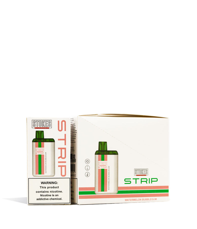 Watermelon Bubblegum Stokes Strip 4000 puff Disposable 5pk Front Views on White Background