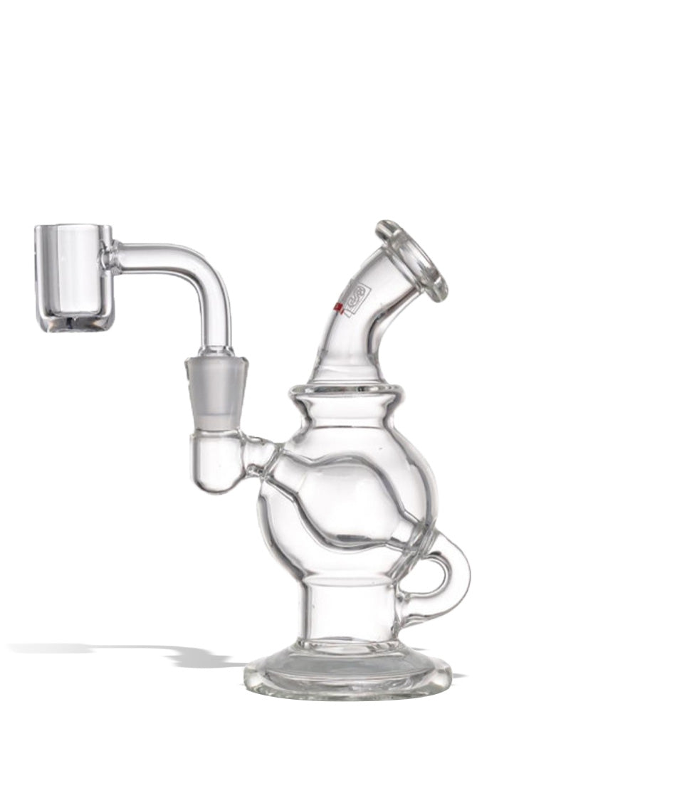 Stokes Typhoon 5 inch Glass Dab Rig with 10mm Quartz Banger on white background