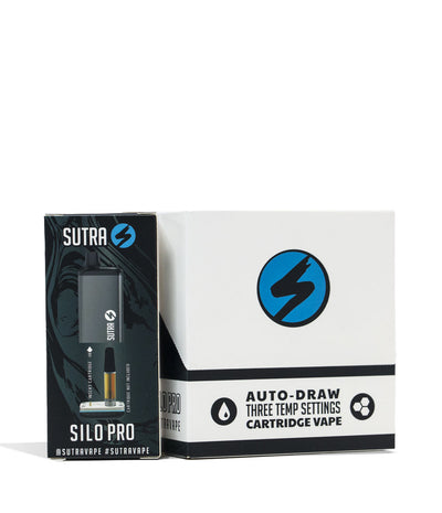 Gunmetal Sutra Silo Pro Cartridge Vaporizer 6pk Packaging Front View on White Background