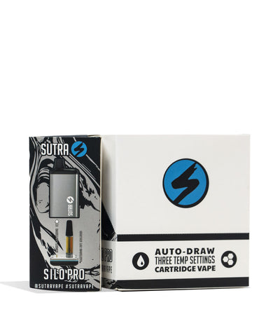 Silver Sutra Silo Pro Cartridge Vaporizer 6pk Packaging Front View on White Background
