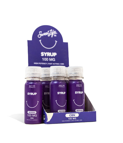 Berries Sweet Life by Qwin Syrup 100mg CBN Shots 12pk on white background