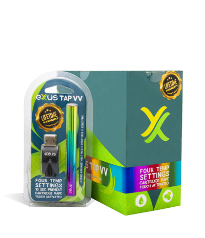Full Color w/single pack Exxus Vape Tap VV Auto Draw Cartridge Vaporizer 12pk on white background