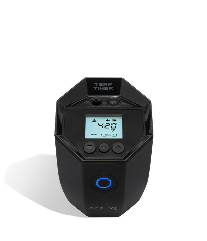 Black above front Octave Terp Timer Temperature Reader for Dab Nails on white background