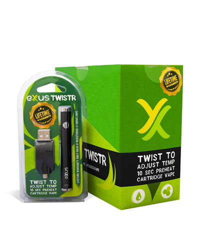 Black w/ single pack Exxus Vape Twistr Cartridge Vaporizer 12pk on white background