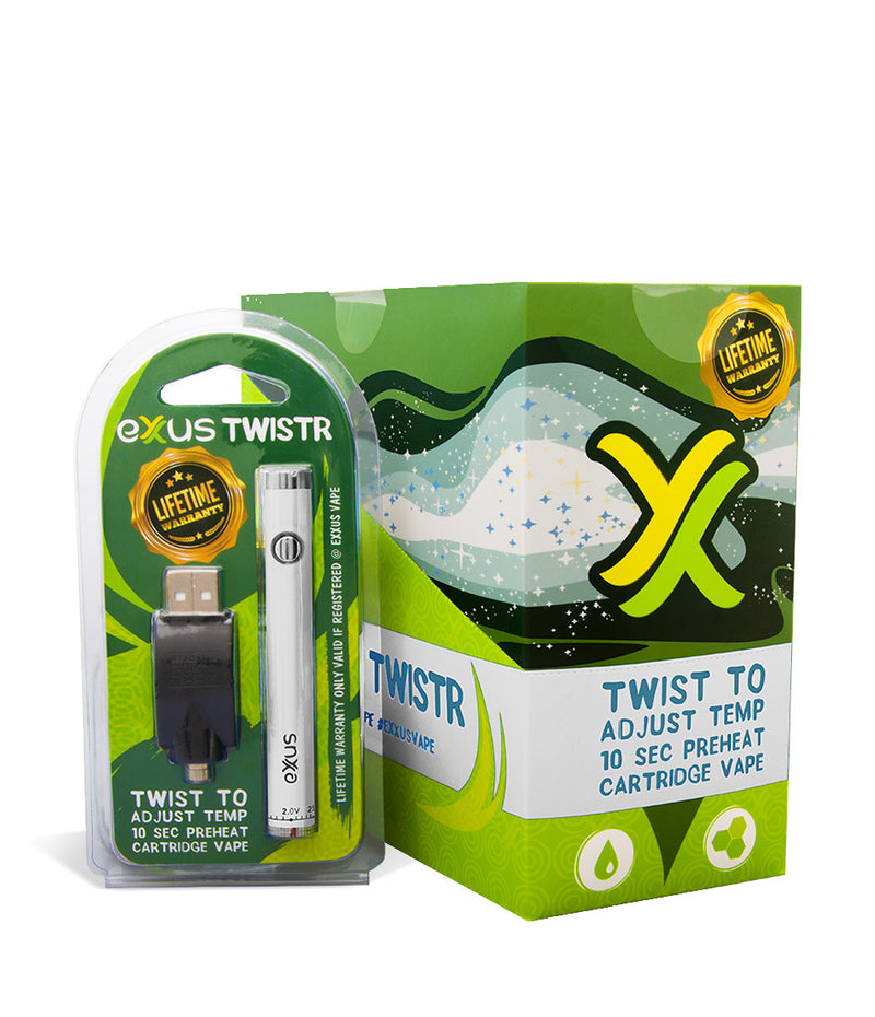 Pearl w/ single pack Exxus Vape Twistr Cartridge Vaporizer 12pk on white background