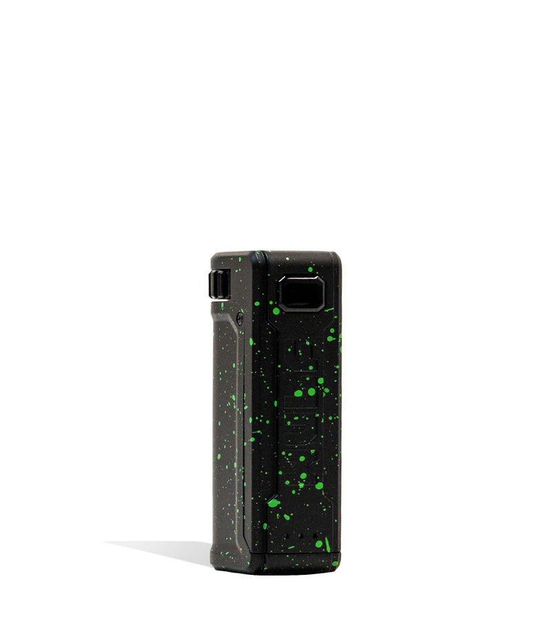 Black Green Spatter Front View Wulf Mods UNI S Adjustable Cartridge Vaporizer on white background