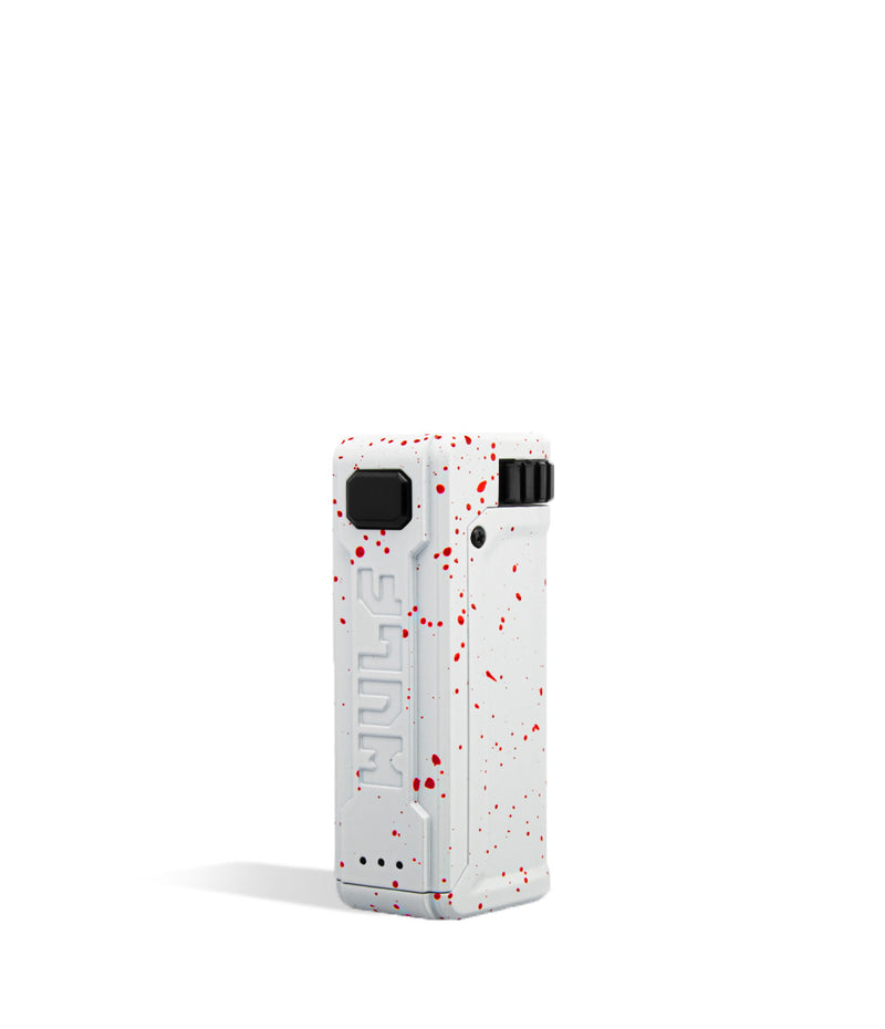White Red Spatter side Wulf Mods UNI S Adjustable Cartridge Vaporizer on white background